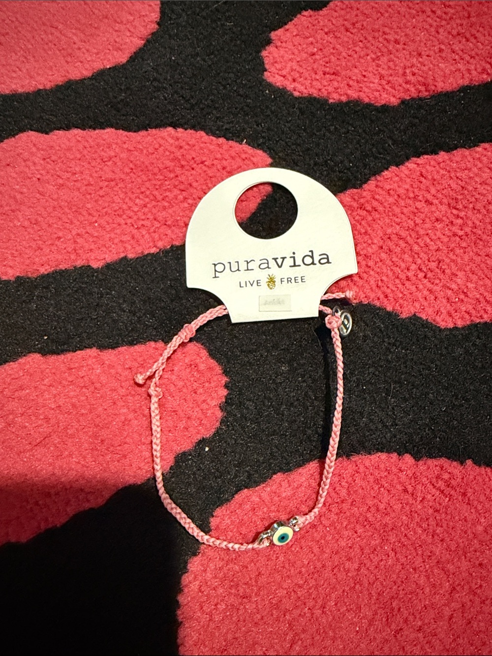 Pura Vida Kids Pink Braided Bracelet with Blue Evil Eye Charm